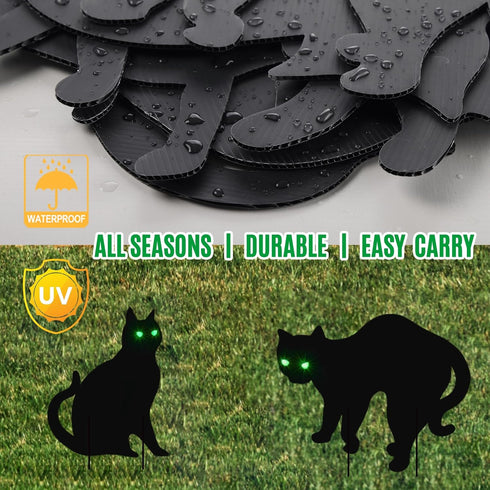 6 Pcs Black Cat Halloween Decor Yard Signs with Stakes, Halloween Decorations Outdoor with LED Eyes Glow in The Dark, Scary Silhouette Waterproof ...