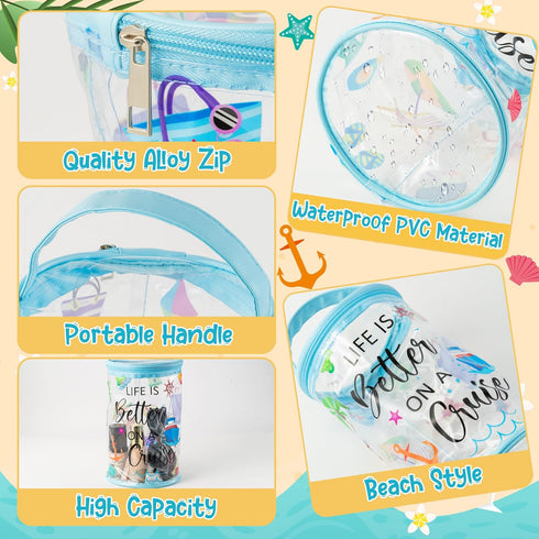 Y1tvei Clear Beach Cruise Lotion Toiletry Bag Gift Sunscreen Travel Makeup Case Waterproof PVC Cosmetic Bag Hawaiian Portable Survival Organizer P...