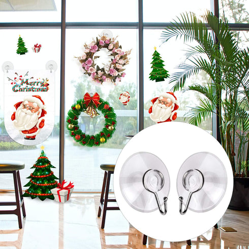 Awpeye 20 Packs Suction Cup Hooks, 1.77 Inches Universal Clear PVC Suction Cups for Shower Removable Window Suction Cups with Hooks for Kitchen Ba...