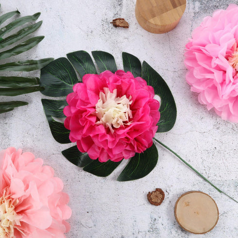 Gejoy 12 Pieces Pink Paper Flowers Tissue Pom Poms Giant Tissue Paper Chrysanth Fiesta Flowers DIY Crafting for Wedding Backdrop Bridal Baby Showe...