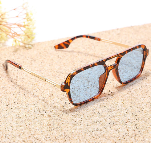 Pro Acme Vintage 70s Flat Pilot Aviator Sunglasses for Women Men, Small Frame Rectangular Glasses UV400 Protection Shades...