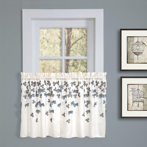Lush Decor Flower Drops Window Kitchen Tiers, 24 by 29-Inch, Ivory, Set of 2...