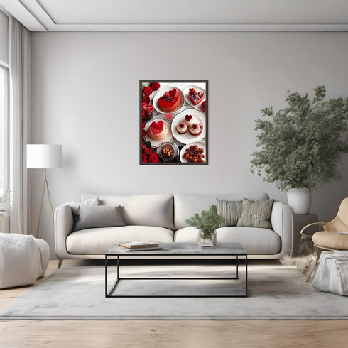 Posterizer 1 pcs-Valentine’s Day brunch with delicious, love-themed foods-Romantic Art-Holiday Poster Collection-Gift for Couples boyfriend girlfr...