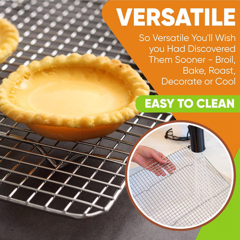 Spring Chef Cooling Rack & Baking Rack - 100% Stainless Steel Cookie Cooling Rack, Wire Baking Rack, Oven Safe 8.5 x 12 Inches Fits Small Quarter ...
