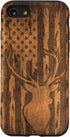 iPhone SE (2020) / 7 / 8 Deer Buck with Flag on Wood-like Background Case...