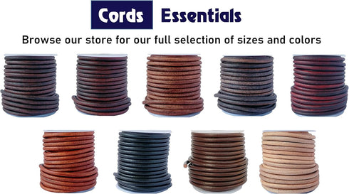 Round Leather String Cord 4mm Distressed Light Brown 11 Yards...