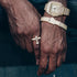 Diamond Watch for Men Guys Iced Out 20MM Wide Wristband 18k Real Gold/White Gold Platinum/Rose Gold/Rhodium Black Plated, Cuban Link Chain Set Opt...