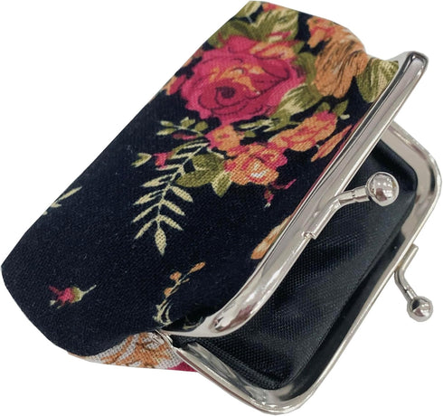 MIAO JIN 8Pcs Small Canvas Floral Coin Purses Present Bag with Clasp Kiss Lock Change Pouch Mini Coin Wallet Vintage Trinkets Pouch...
