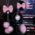 Wisdompro Bling Car Rear View Mirror Hanging Accessories for Women, Rhinestone Diamond Bowknot, Imitation Pearl and Pink Plush Ball Car Rearview M...