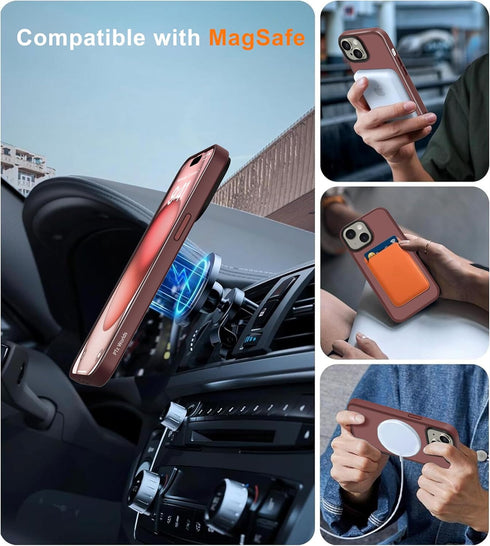 for iPhone 15 Plus Case 6.7” - Matte Maroon for iPhone 15 Plus Phone Cases, Strong Magnetic Compatible with MagSafe, Military Grade Drop Protectio...