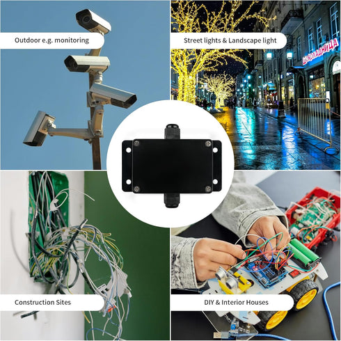 Electrical Housing Box,Waterproof IP68 1 in/1out Electrical Junction Box, with 15A 600V Barrier Terminal Cable Connector Black (3.93 * 2.68 * 1.97...