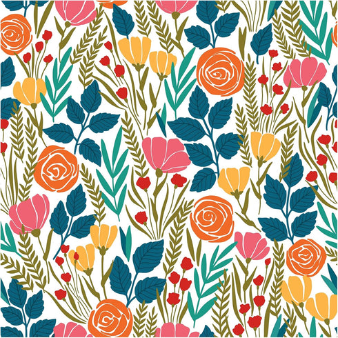 HAOKHOME 93386-4 Peel and Stick Wallpaper Floral Removable Stick on Contact Paper for Bathroom White/Orange/Green 17.7in x 9.8ft...