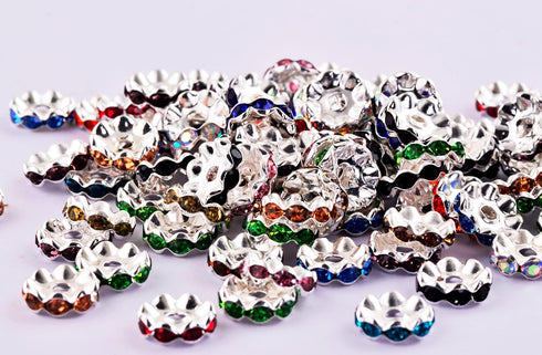 12mm Rhinestone Beads for Pen Making Bulk 100pcs Multicolor Wave Space Beads for Pens,Diamond Crystal Beads for Beadable Pens DIY Bracelet Jewelry...
