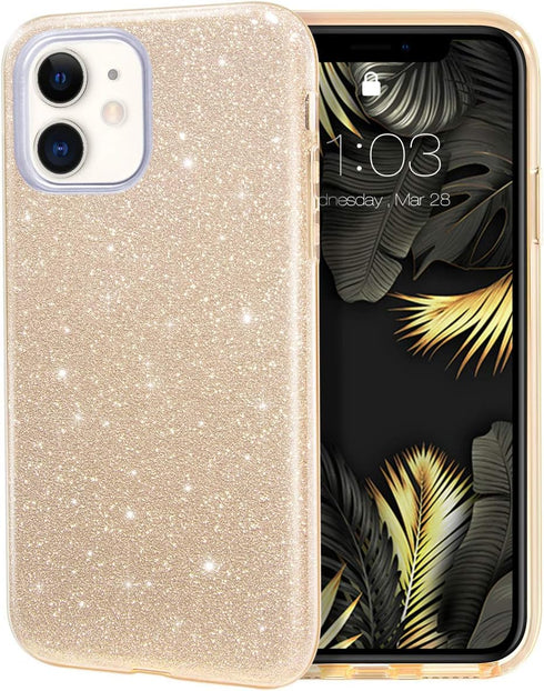 MILPROX Case Compatible for iPhone 11, Bling Sparkly Glitter Luxury Shiny Sparker Shell, Protective 3 Layer Hybrid Anti-Slick Slim Soft Cover for ...