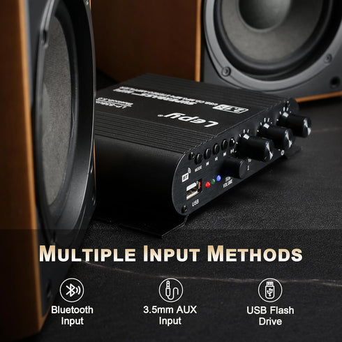 LP-838 2.1 Bluetooth Amplifier 38W+38W+50W Power Output with Remote Control Function, 2.1 Channels Bluetooth Amplifier Supports Bluetooth/USB/RCA ...