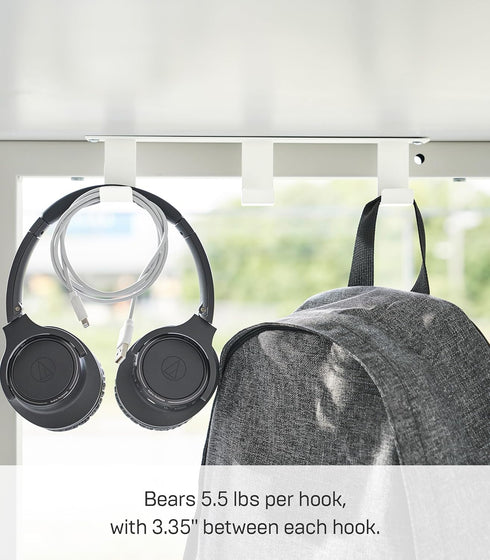 YAMAZAKI Home Tower Under Desk Hanger Hooks, Headphone Headset Bag Or Charger Storage Holder for Bedroom Or Office - Steel...