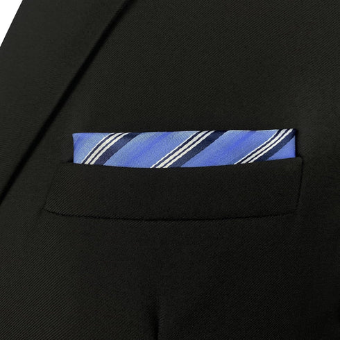 S&W SHLAX&WING Mens Pocket Square Striped Blue Azure Stripes for Business Classic Handkerchiefs...