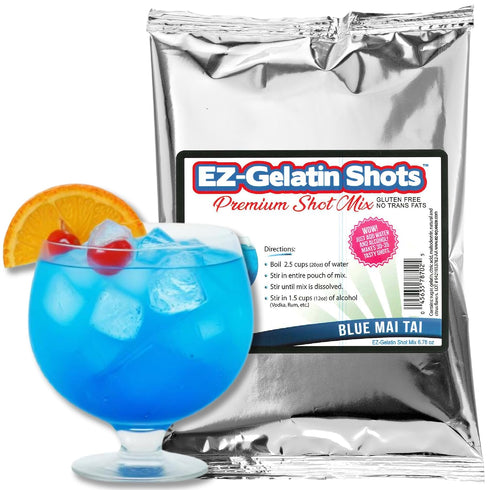 Blue Mai Tai Jello Shot Mix 6.78 oz - Premium Gluten-Free Jello Mix for Tasty Jello Shots - Easy to Make EZ Gelatin Powder Mix for Jello Shots - A...