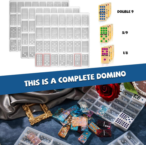 Domino Resin Molds Double 12 Colored Dot Dominoes Molds Epoxy Domino Resin Candy Clay Silicone Dominoes for DIY Craft...