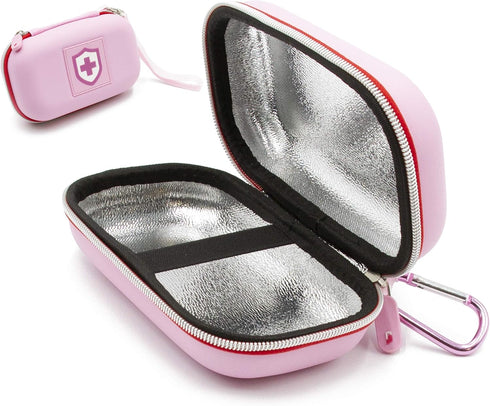 CASEMATIX Pink Compact Insulated Asthma Inhaler Travel Bag Case Compatible with Chamber Inhaler Spacer, Masks and More - Does Not Fit Spacers Long...