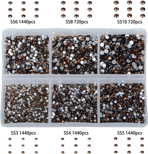Bymitel 7200 Pieces 6 Mixed Sizes Glue Fix on Glass Rhinestones Round Crystal Gems Flatback for DIY Jewelry Making with one Picking Pen(6-Sizes 72...