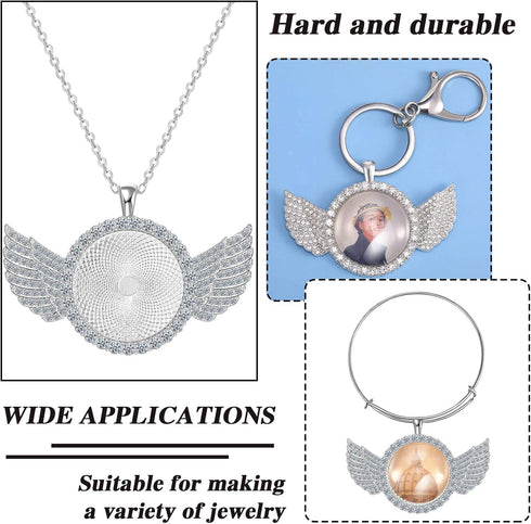 27 Pieces Rhinestone Bezel Pendant Trays and Glass Cabochons and Lobster Clasps Chains Rhinestone Bezel Pendant Trays Set for DIY Jewelry Crafts M...