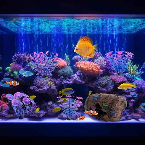 Faeshoo Fish Tank Decoration Betta Fish Tank Decorations Accessories for Aquarium Tank, Starfish Barrel x 1pc, Aquatic Plants x 4pcs...