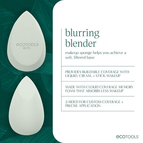 EcoTools Blurring Blender Makeup Sponge, Makeup Blending Sponge For Blurred Skin, For Liquid & Cream Foundation, Eco Friendly & Latex Free, Cruelt...