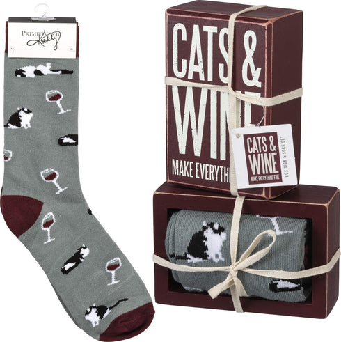 Primitives by Kathy Set Gift Socks, Cats & Wine (105539)...