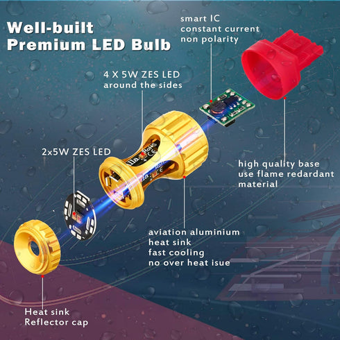 Alla Lighting T25 3156 3157 LED Amber Yellow Bulbs, Super Bright Directional Blinker Lamps Replacement 3757, 4757, 3457 4157-N-A-K 3000lms Turn Si...