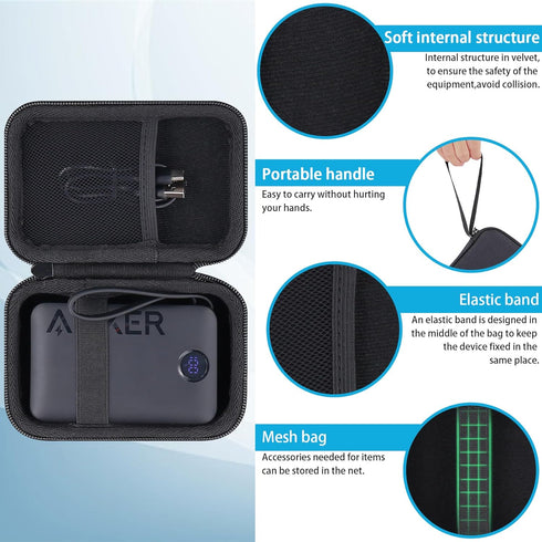khanka Hard case for Anker 20,000mAh Portable Charger,22.5W High-Speed Charging Power Bank with Built-in USB-C Cable (Case Only).......