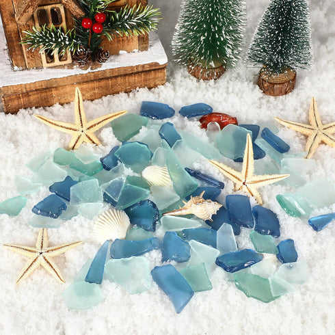 Jetec Sea Glass for Crafts Seaglass Pieces Decor Flat Frosted Sea Glass Vase Filler Crushed for Beach Wedding Party Decor Home Aquarium DIY Art Cr...