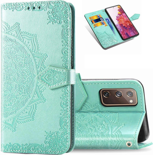 Samsung Galaxy S20 FE 5G Wallet Phone Case,Stylish Advanced Mandala Embossing PU Leather Flip Phone Case ID Card Slots and Stand Magnetic Closure ...