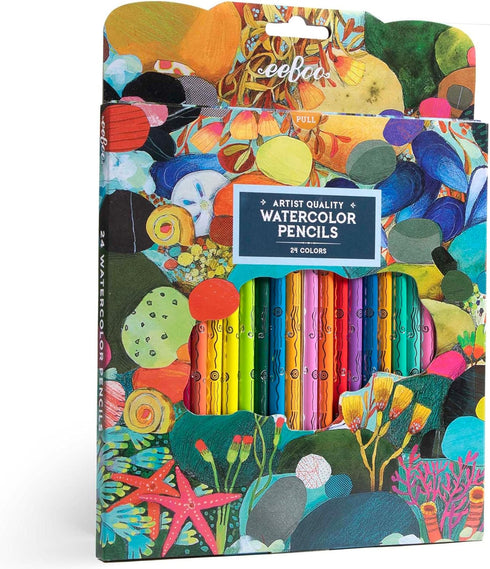 eeBoo Piece & Love: Tidepool Watercolor Pencils - 24 Count - Adults Artist Quality Pencils, Arts & Crafts...