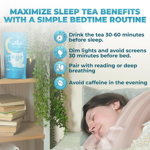 Aprika Life Sleep Tea for Bedtime Relaxation & Stress Relief – Natural Caffeine-Free Herbal Nighttime Tea with Chamomile, Lavender, Mint & Hibiscu...