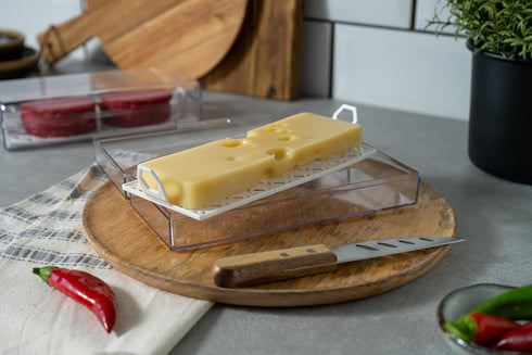 Cheese Keeper | Storage Container for Fridge | Food Storage Box with Lid and Tray | Sliced Cheese Holder and Organizer for Refrigerator | Made in ...