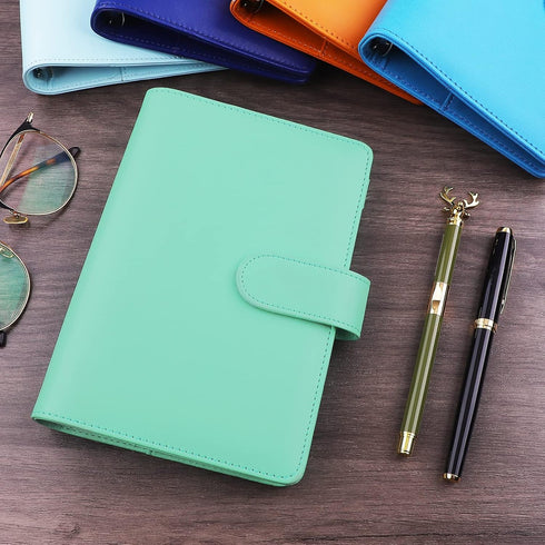 Antner A6 PU Leather Notebook Binder Refillable 6 Ring Binder for A6 Filler Paper, Loose Leaf Personal Planner Binder Cover with Magnetic Buckle, ...
