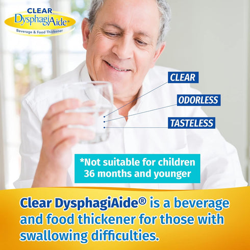 Clear DysphagiAide Thickener Powder, Instant Thickener for Liquids and Food (4.4 oz, 90 Serving), Liquid Thickener for Dysphagia, Drink Thickener ...