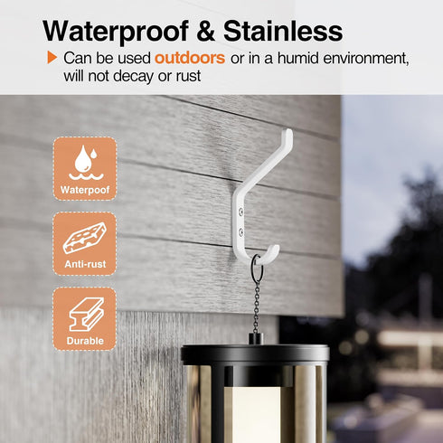 Coat Hook for Hanging, 20LB (Max), Stainless Wall Hooks for Towel, Hat, Backpack, Key, Clothes, Wall Mounted Coat Hanger for Closet, Metal, White,...