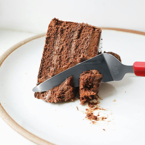 Professional Stainless Steel Pie Spatula Server - 2-Pack Red Cake Cutter & Pizza, Dessert Serving Knife Set - Dishwasher Safe Kitchen Tool...