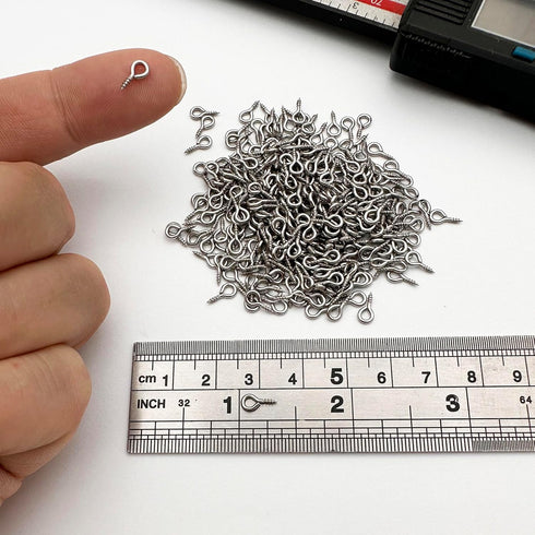Small Screw Eye Pin (304) Stainless Steel 4mm x 8mm Eyelet Hook for Jewelry Tiny Hook Mini Screws Hooks Ring 300 Pcs...
