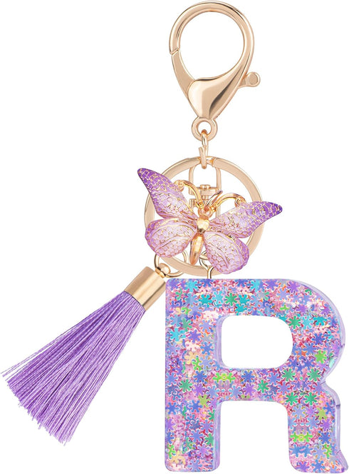 Suweibuke Cute Pink Key Chains for Women Girls, Initial Letter Keychains with Tassel, Charms for Key Purse Handbags Backpacks...
