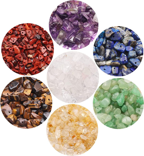 7 Chakra Natural Chip Stone,About 628 Pcs Irregular Gemstones Healing Crystal Loose Rocks Bead Hole Drilled DIY for Bracelet Jewelry Making Crafti...