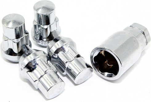 Set of 4 12x1.5 Veritek Chrome Acorn Bulge Tuner 1.4 Inch 60 Degree Cone Seat Wheel Locks for Aftermarket Wheels Honda Acura...