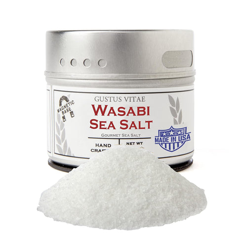 Wasabi Sea Salt - Gourmet Infused Sea Salt - Craft Seasoning - Non GMO - Magnetic Tin - 3oz - Crafted in Small Batches by Gustus Vitae | #11...