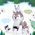 5PCS Wolf Plush Toys - 13.4 Inch Wolf Mom with Little Mini Babies Stuffed Animal Plush Huggable Cuddly Fluffly Wolf Plushie Family Set Gifts for G...