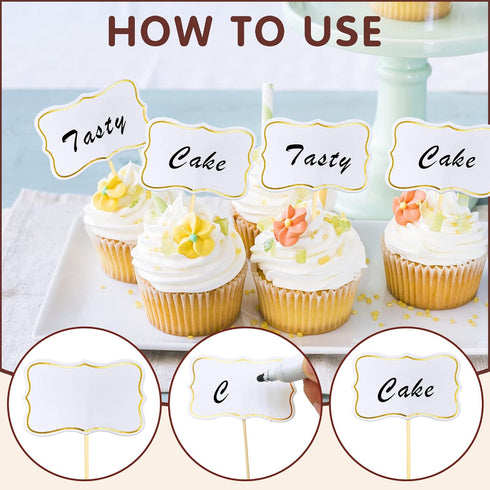 56 PCS White Cheese Markers Cake Topper Toothpick Cupcake Toppers for Charcuterie Board Buffet Labels Blank Toothpick Flags Appetizer Signs Cupcak...