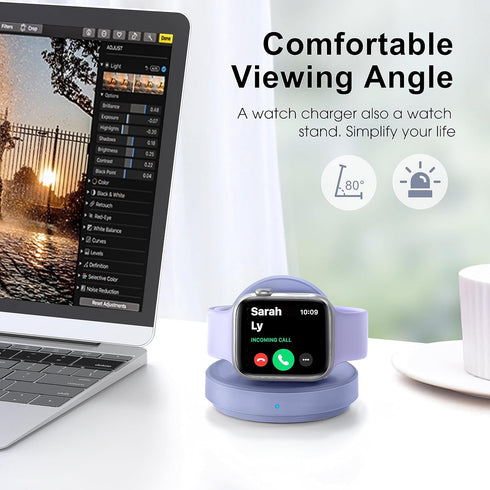 Portable Magnetic Charging Dock for Apple Watch, Wireless Fast Watch Charger Stand with Charging Cable, Support Nightstand Mode, Compatible with A...