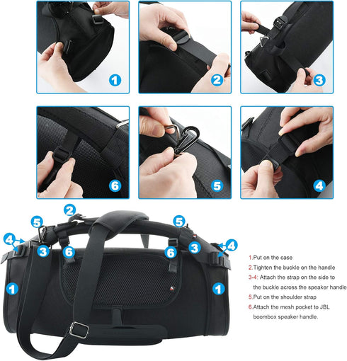Travel Carrying Strap for JBL Boombox 2-Waterproof Portable Bluetooth Speaker, TXEsign Shoulder Strap with Two Side Covers Travel Carrying Case fo...