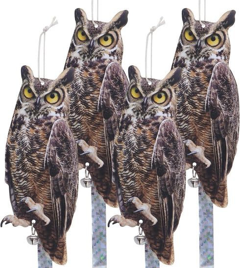 Owl to Keep Birds Away, 4Pack Bird Scarers Fake Owl Bird Reflective Devices to Keep Birds Away from Window Garden Farm...